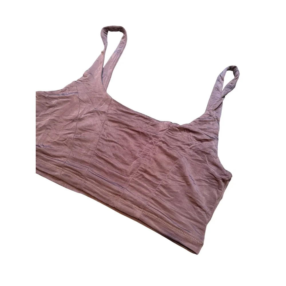 Intimately Free People Womens Square Neck Crop Cami Bralette Mauve‎ Pink Small